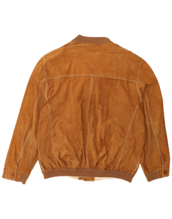 Mabrun Mens Suede Bomber Jacket IT 54 2XL Beige