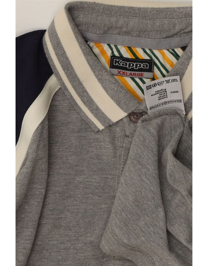 Kappa Polo Shirt til mænd 2XL Grå Colourblock Bomuld