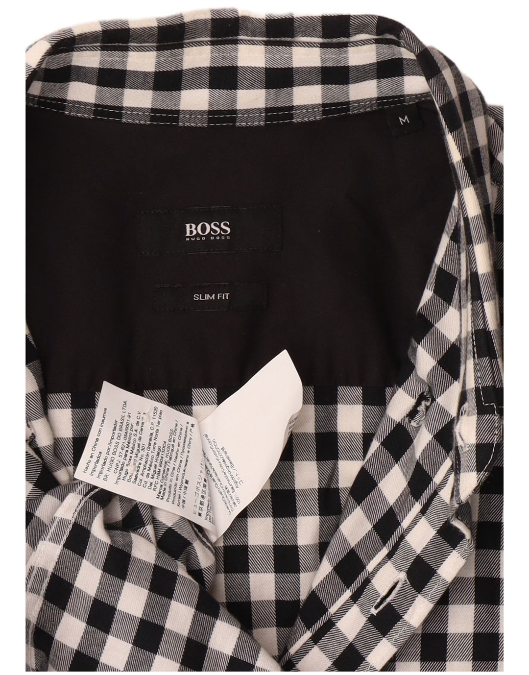 HUGO BOSS Herre Slim Fit Flanelskjorte Medium Sort Gingham Bomuld