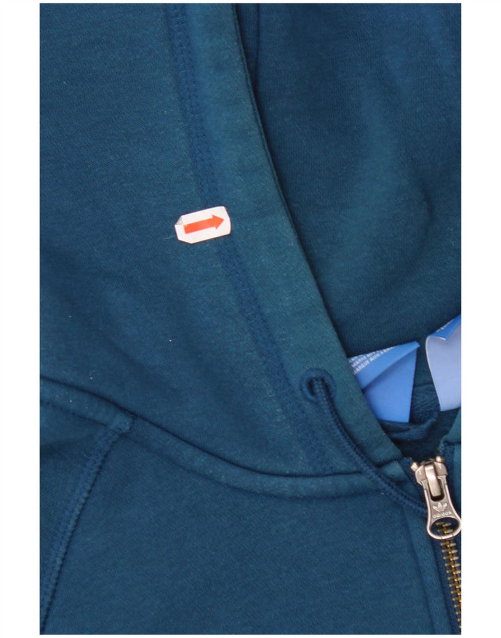 ADIDAS grafisk hættetrøje med lynlås til kvinder UK 10 Lille blå bomuld