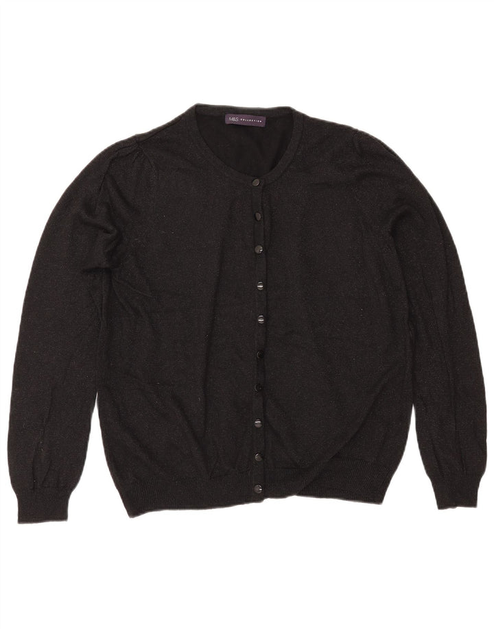 MARKS & SPENCER Dame cardigan sweater UK 14 Medium Black Flecked