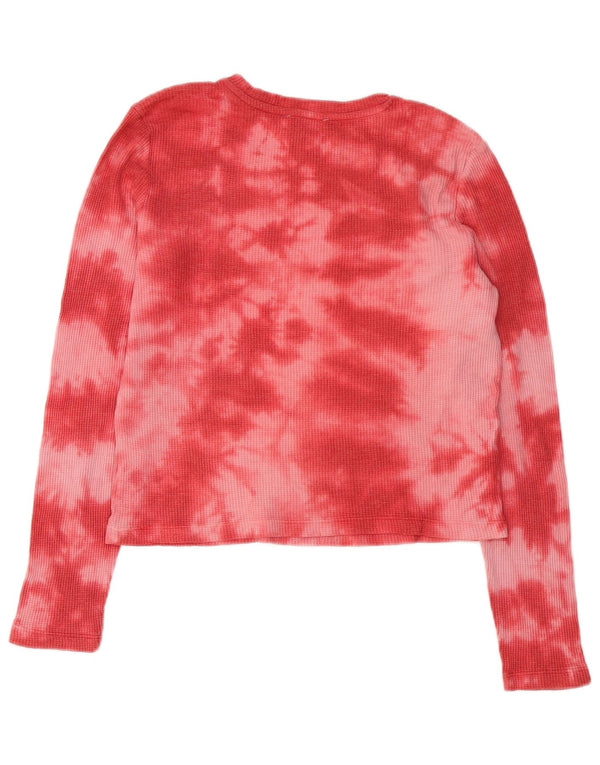 Topshop Dame Top Langærmet UK 8 Small Red Tie Dye Polyester
