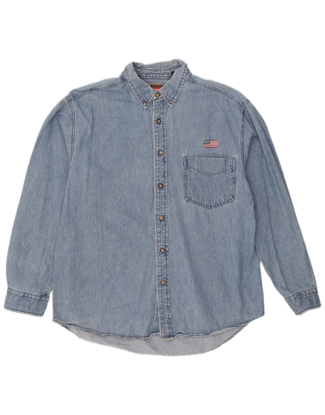 Wrangler denimskjorte til mænd, stor blå bomuld