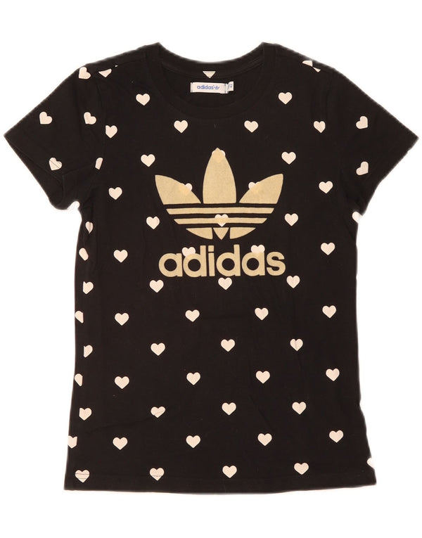 Adidas Dame Grafisk T-Shirt Top IT 42 Medium Sort Geometrisk Bomuld