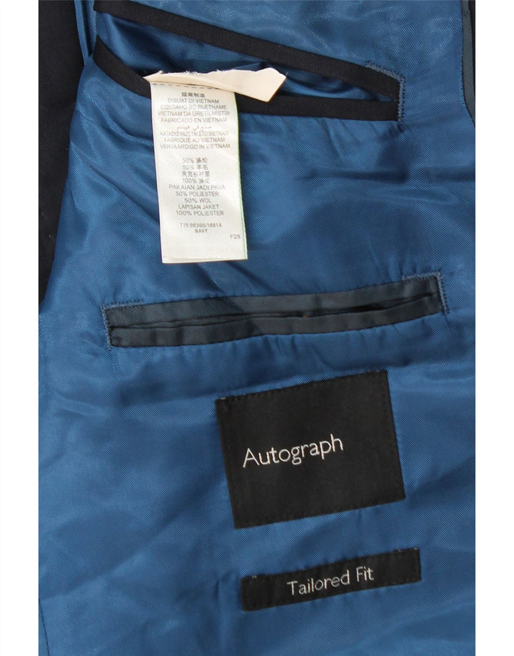 Marks & Spencer Herre Skræddersyet Fit Blazer Jacket UK 38 Medium Navy Blue