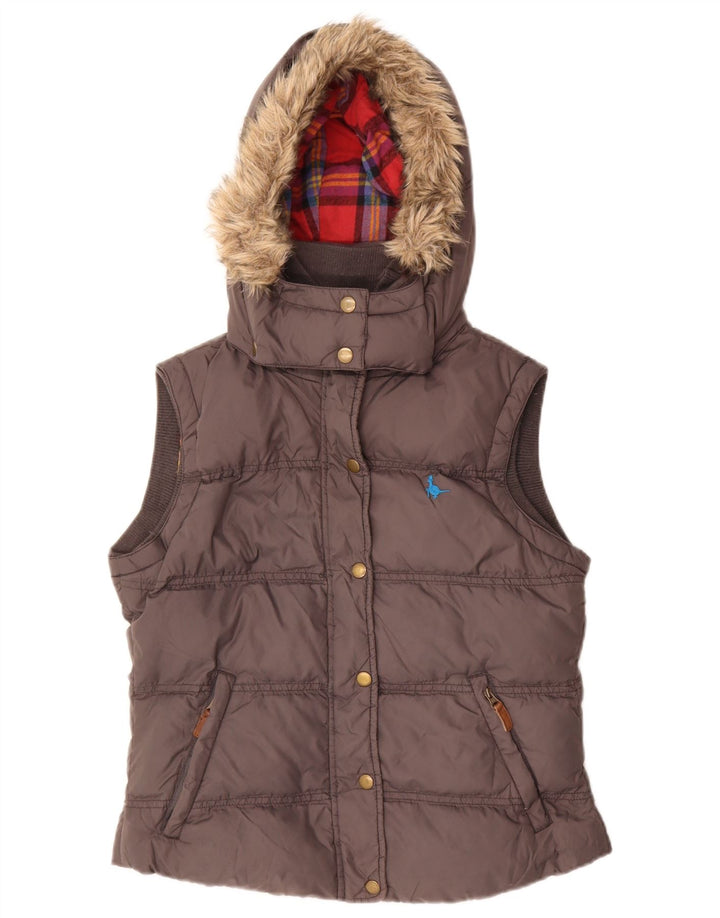 Jack Wills Dame Hætte Oversized Polstret Gilet UK 10 Lille Brun