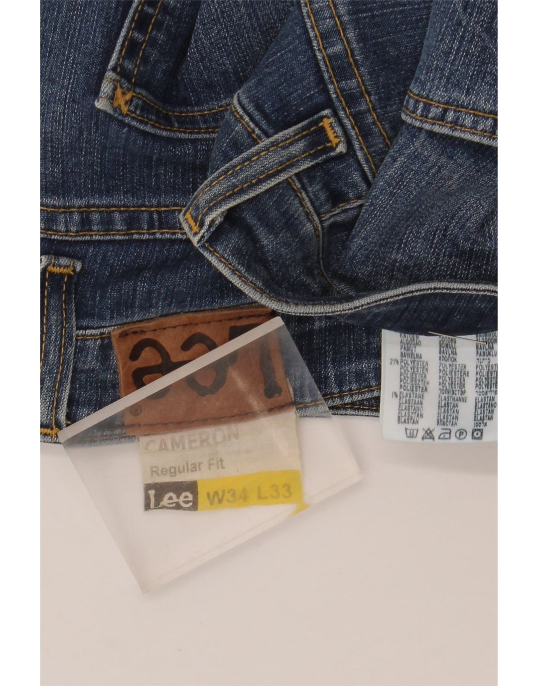 LEE Herre Cameron Regular Fit Straight Jeans W34 L33 Blå Bomuld