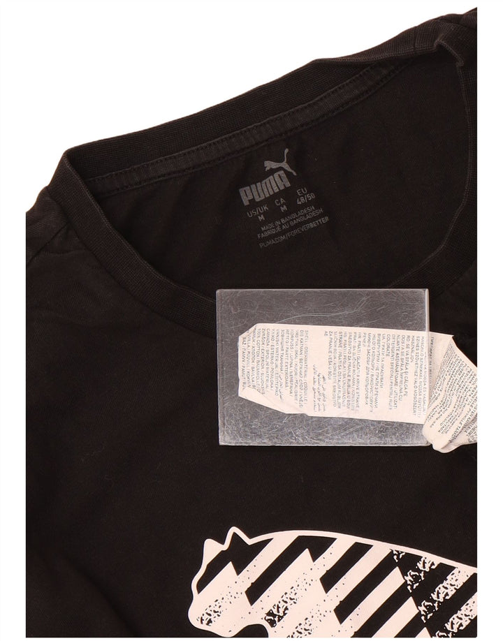 Puma Herre Grafisk T-Shirt Top Medium Sort Bomuld