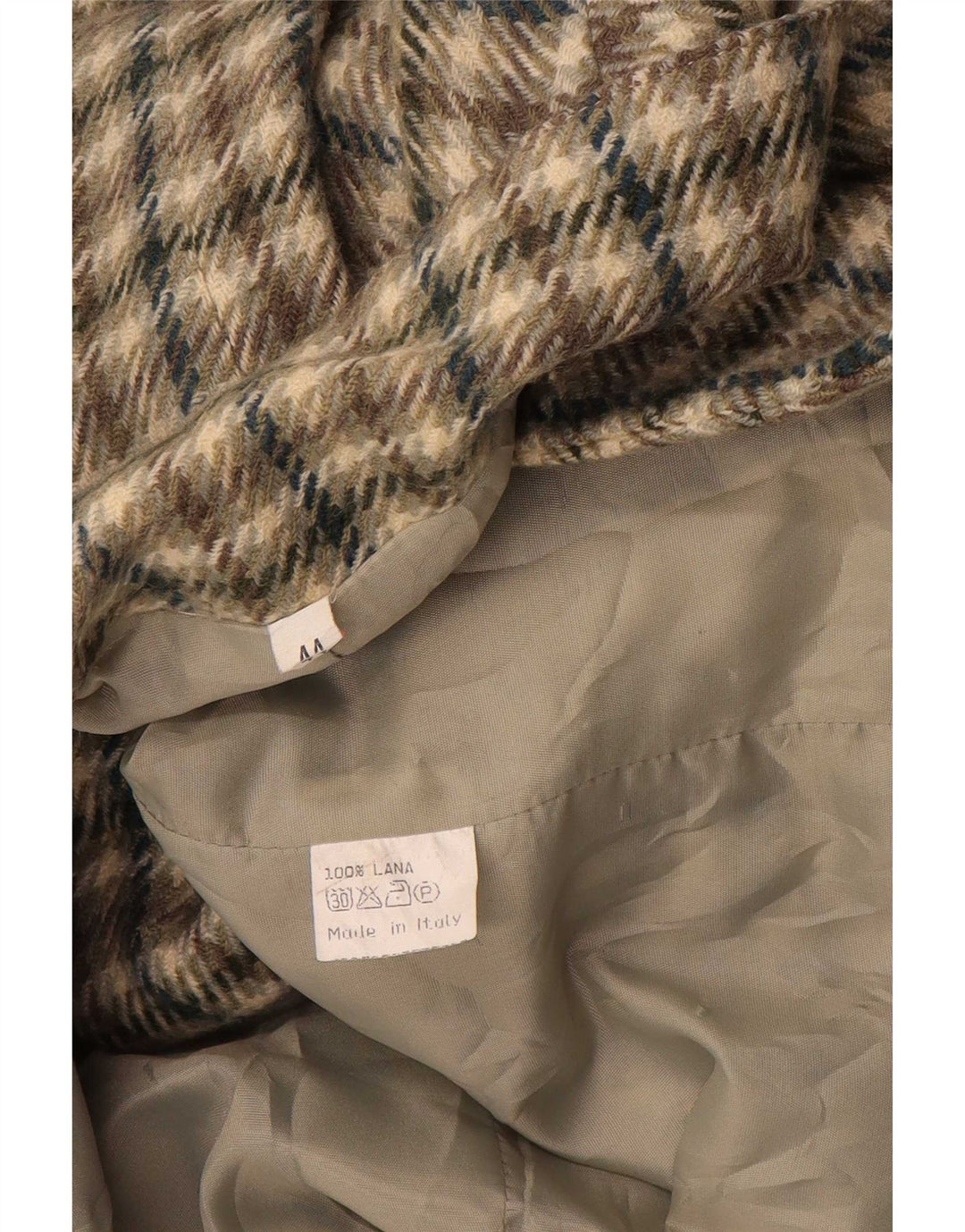 Vintage dame 2-knaps blazerjakke IT 44 Medium Khaki ternet uld