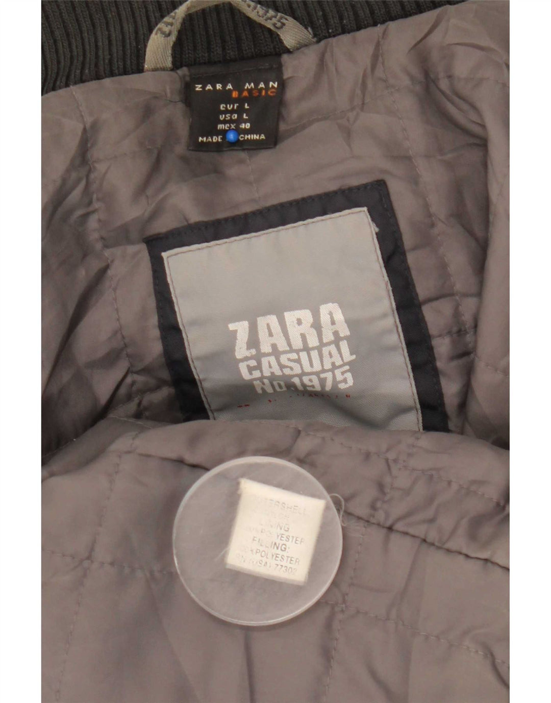 Zara Herre hættepolstret jakke UK 40 Stor marineblå nylon