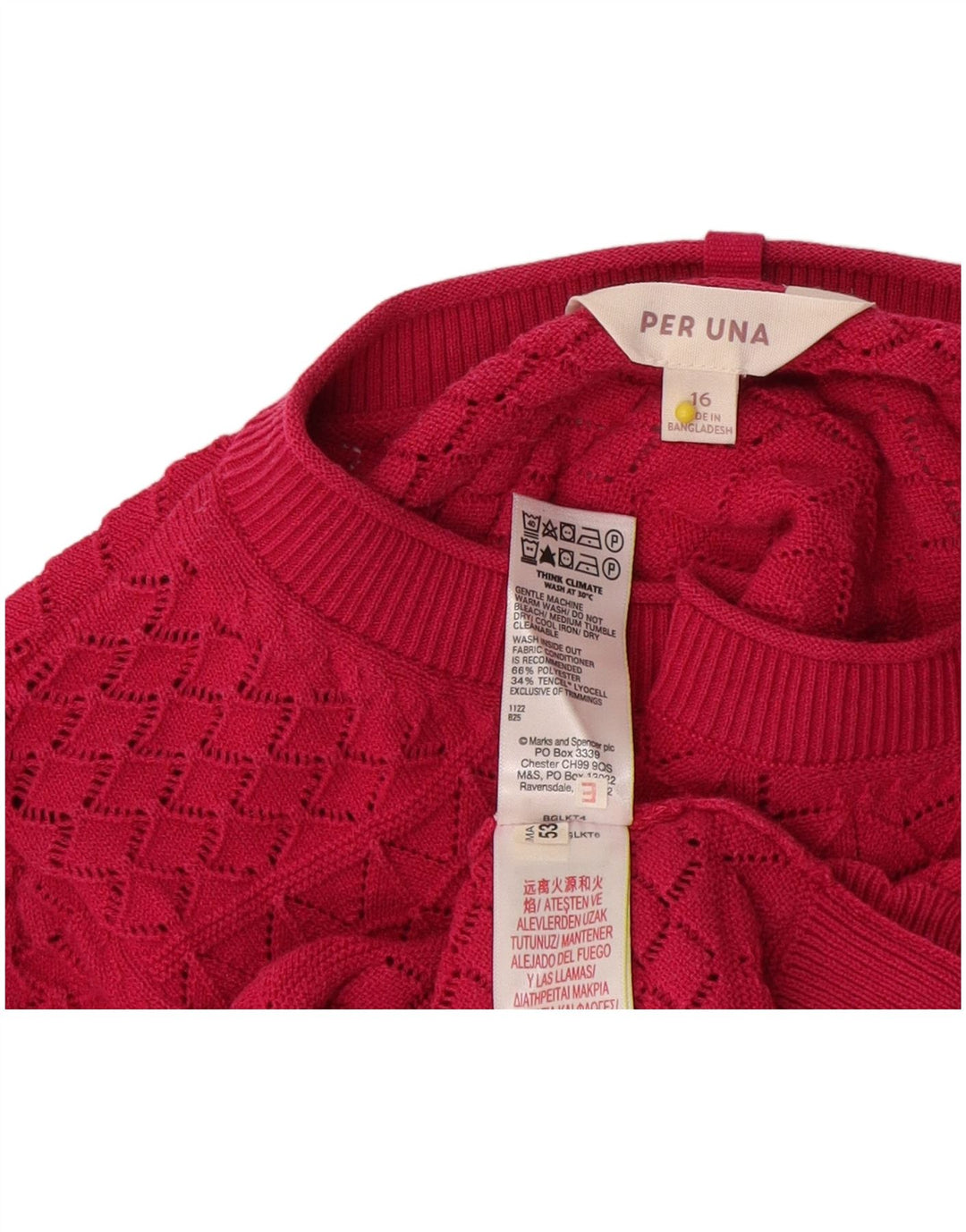 Marks & Spencer Womens Per Una Crew Neck Jumper Sweater UK 16 Large Pink