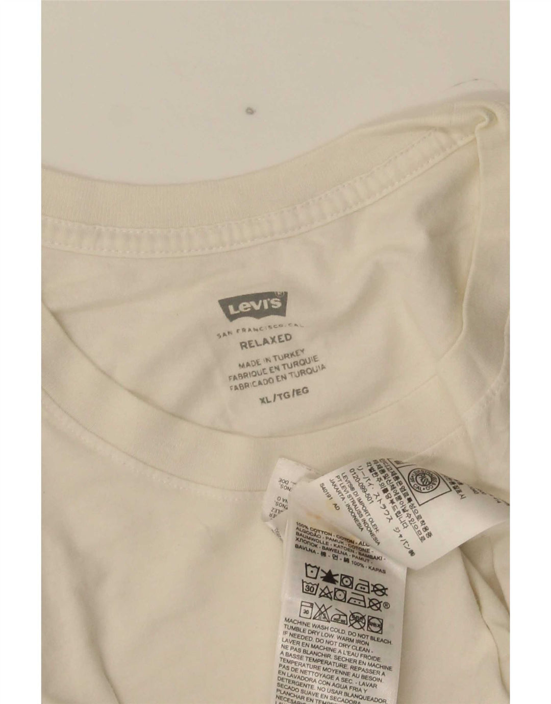 Levi's Herre afslappet grafisk T-shirt top XL hvid bomuld