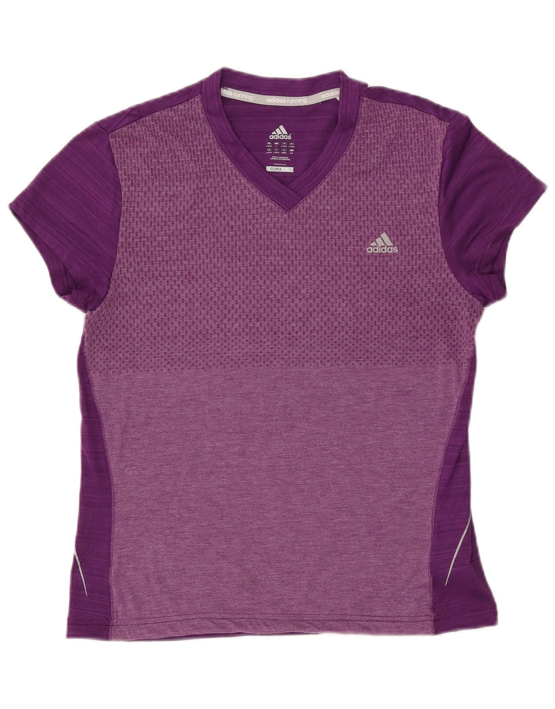 ADIDAS Dame Climalite T-Shirt Top UK 14 Stor lilla farveblok