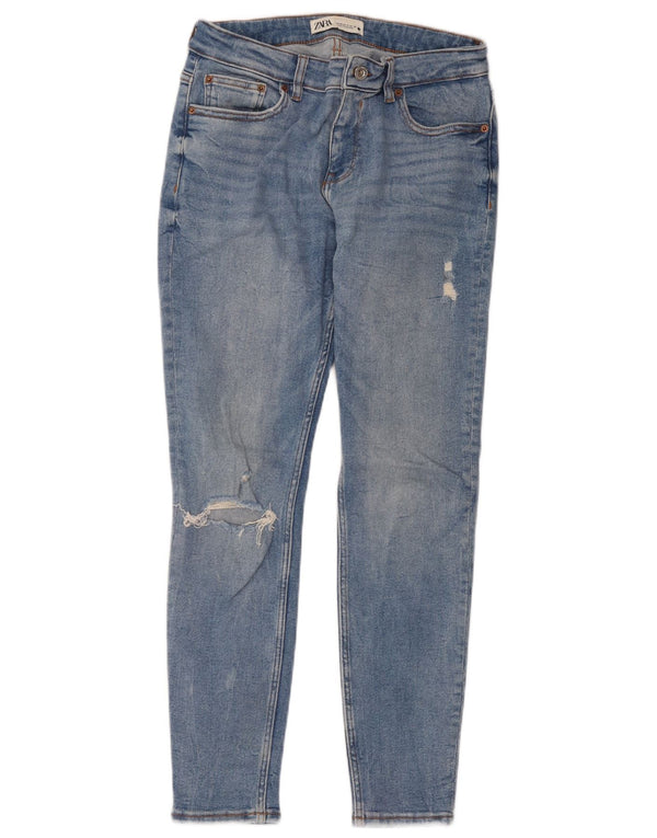 Zara Dame Distressed Skinny Jeans EU 40 Medium W30 L28 Blå