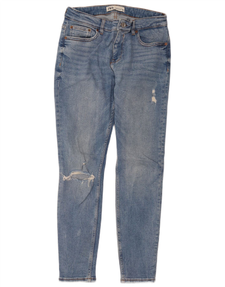Zara Dame Distressed Skinny Jeans EU 40 Medium W30 L28 Blå
