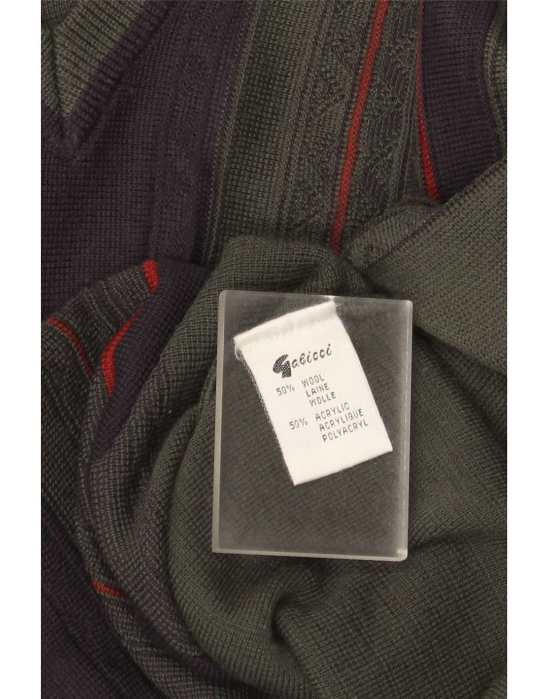 Gabicci Herre V-hals sweater Medium Khaki Colourblock Uld