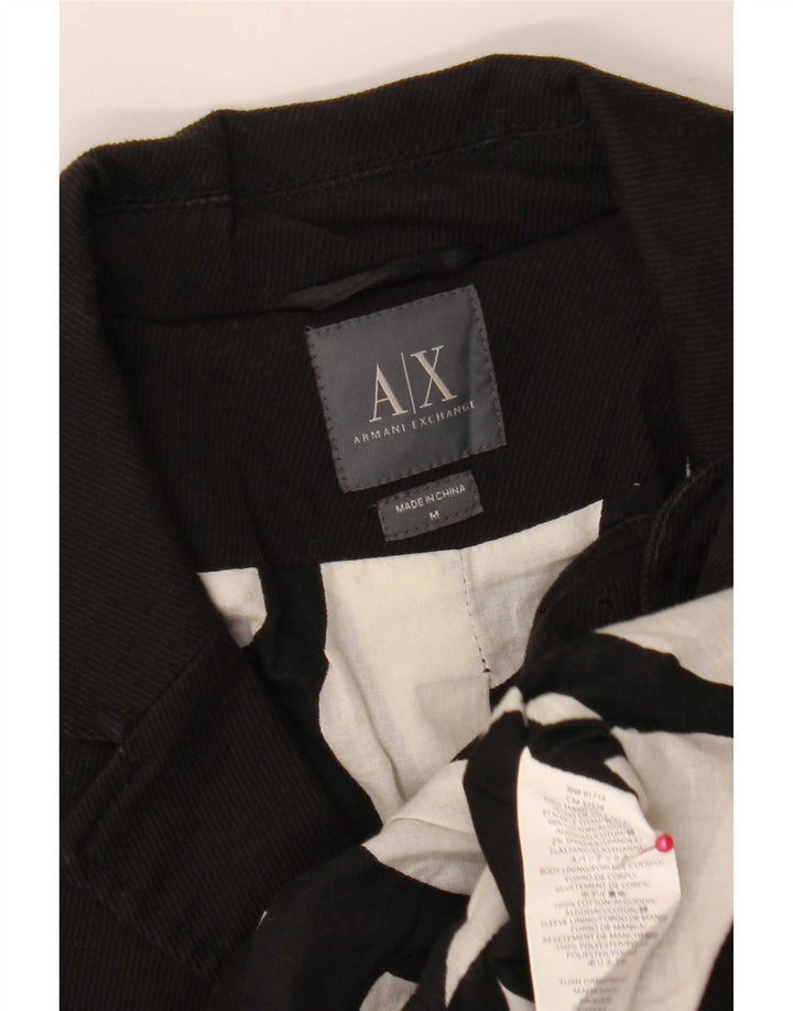 Armani Dame 3-knaps Crop Blazer Jacket UK 12 Medium Sort Bomuld