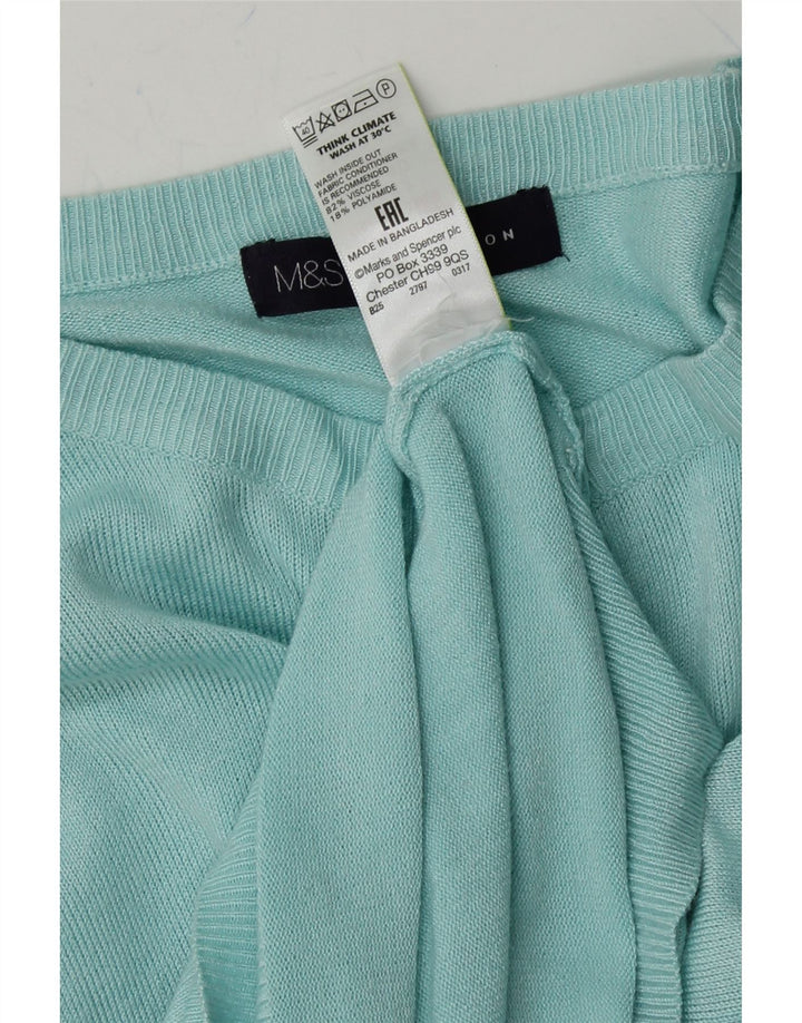 MARKS & SPENCER Womens Cardigan Sweater UK 12 Medium Turquoise Viscose Vintage Marks & Spencer and Second-Hand Marks & Spencer from Messina Hembry 