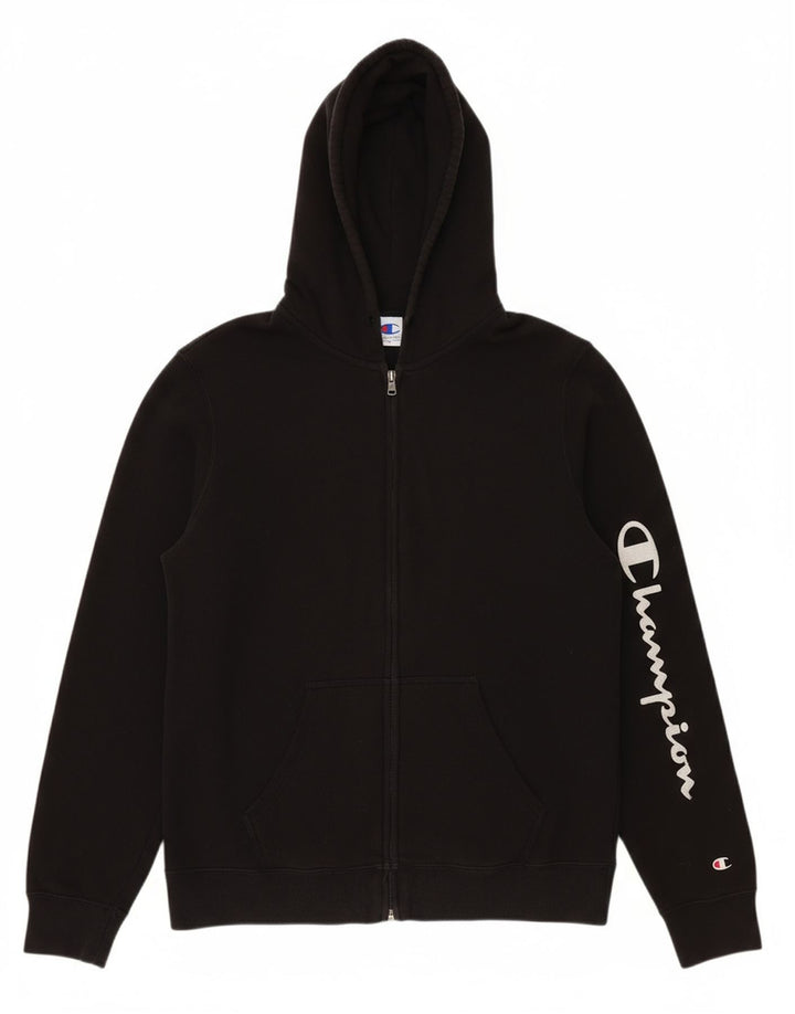 CHAMPION Mens Graphic Zip Hoodie Sweater Medium Black