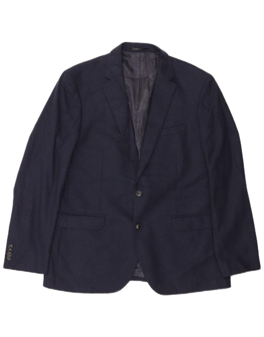 John Lewis Herre 2 Button Blazer Jacket UK 44 2XL Navy Blue Wool