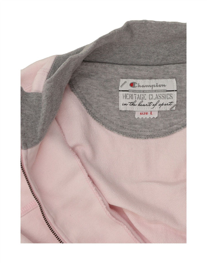 CHAMPION Womens Tracksuit Top Jacket UK 16 Large Pink Colourblock Vintage Champion and Second-Hand Champion from Messina Hembry 