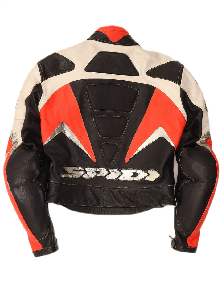 SPIDI Womens Graphic Racer Jacket IT 42 Medium Black Colourblock Leather