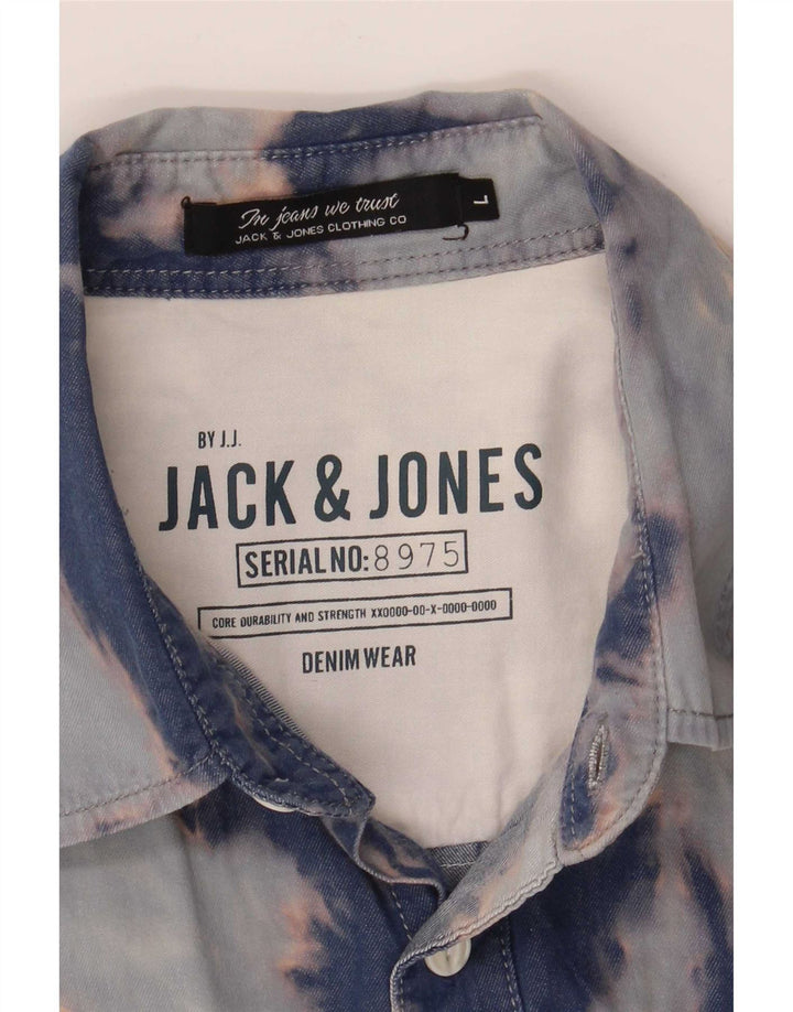 Jack & Jones Denimskjorte til mænd Large Blue Tie Dye