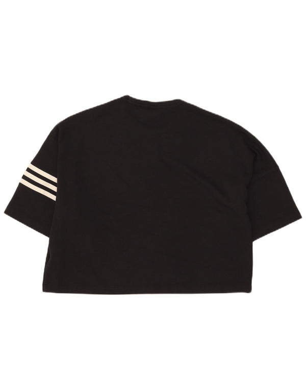 Adidas Womens Crop T-Shirt Top UK 16 Large Black Bomuld