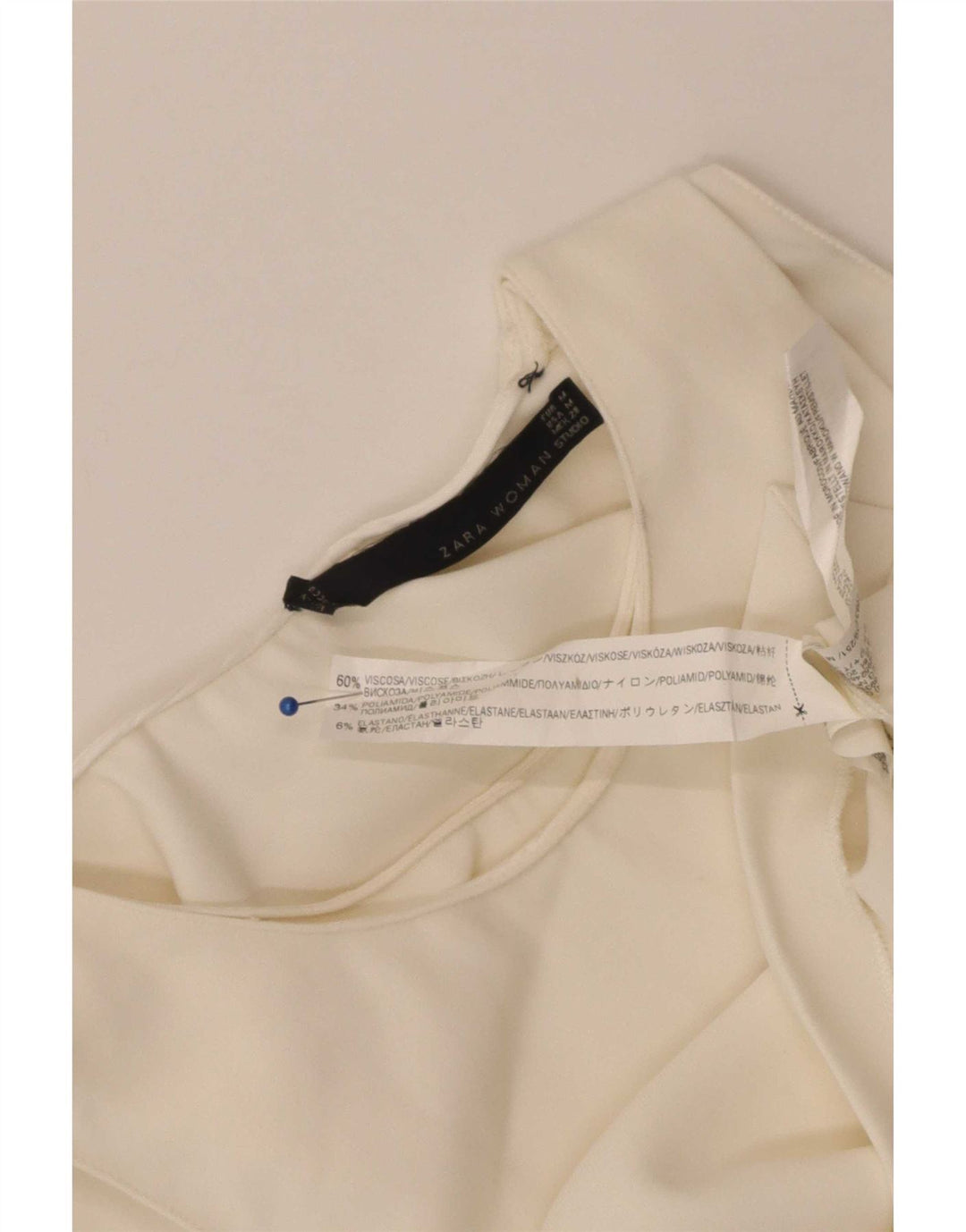 Zara Womens Crop Ærmeløs bluse Top UK 12 Medium Off White Viscose