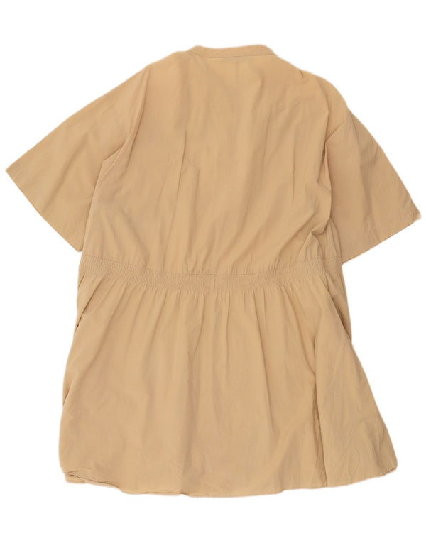 Zara Kvinders Kortærmede Oversized Skjortekjole UK 16 Large Beige