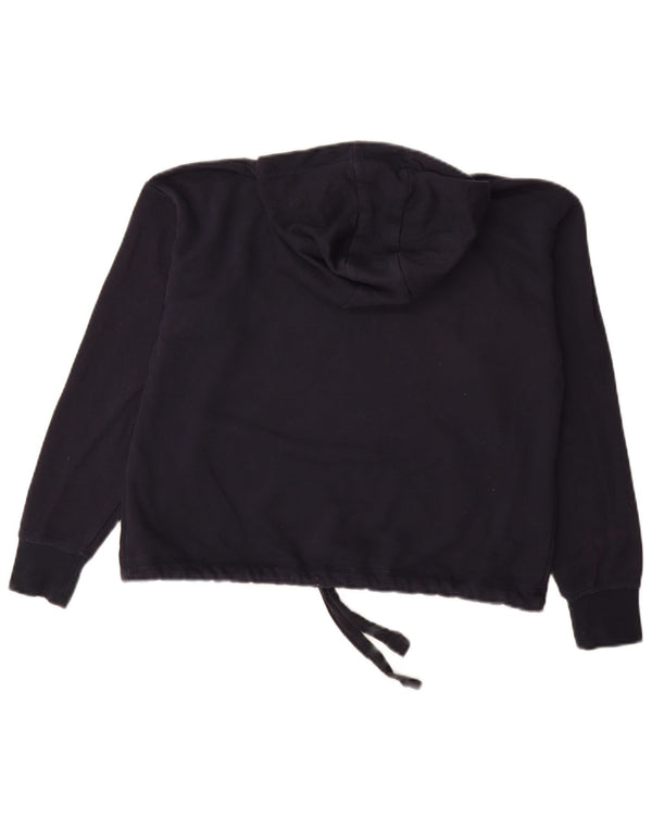 Champion Dame Grafisk Oversized Hoodie Jumper UK 10 Small Navy Blue