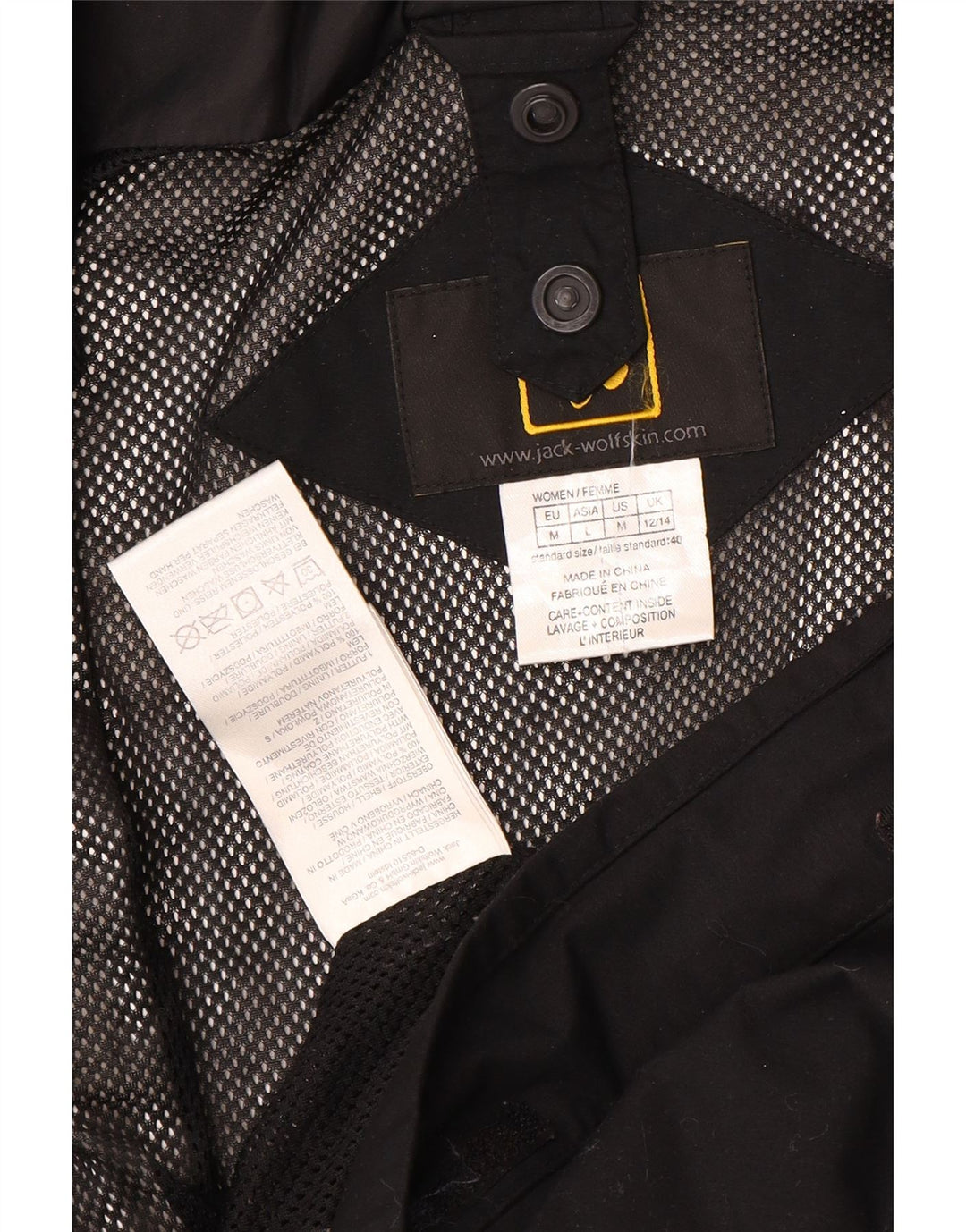 Jack Wolfskin Dame Hætte Regnjakke UK 12/14 Medium Sort Polyamid