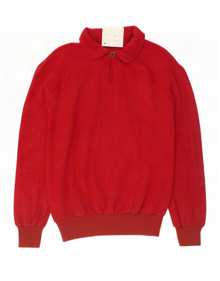 Vintage langærmet poloshirt til kvinder EU 38 Medium Rød