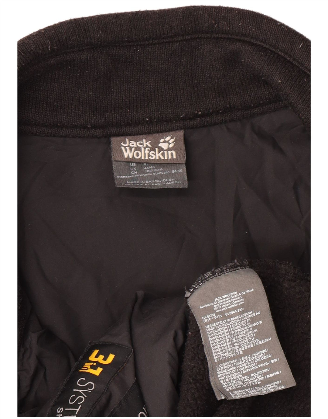 JACK WOLFSKIN Fleecejakke til mænd UK 44/46 XL Sort Polyester