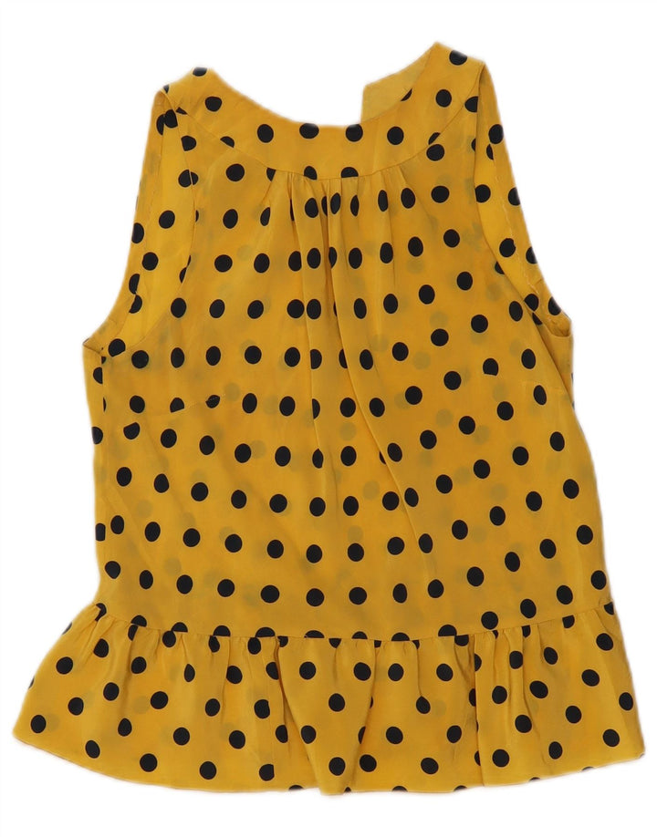 Vintage dame ærmeløs bluse Top UK 10 Small Yellow Polka Dot