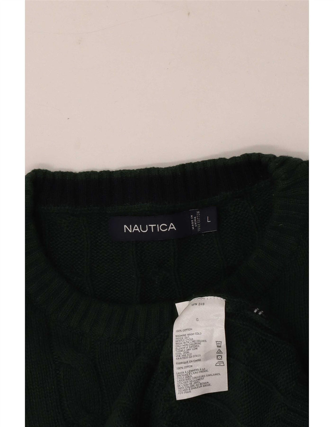 Nautica Herre Crew Neck Jumper Sweater Stor grøn bomuld