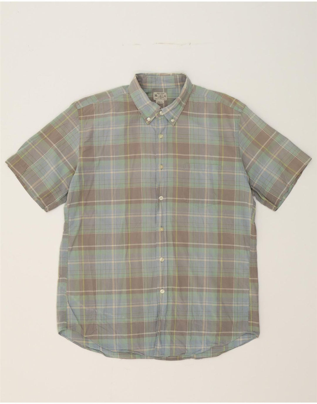 J. CREW Mens Tailored Short Sleeve Shirt Large Multicoloured Check Cotton Vintage J. Crew and Second-Hand J. Crew from Messina Hembry 