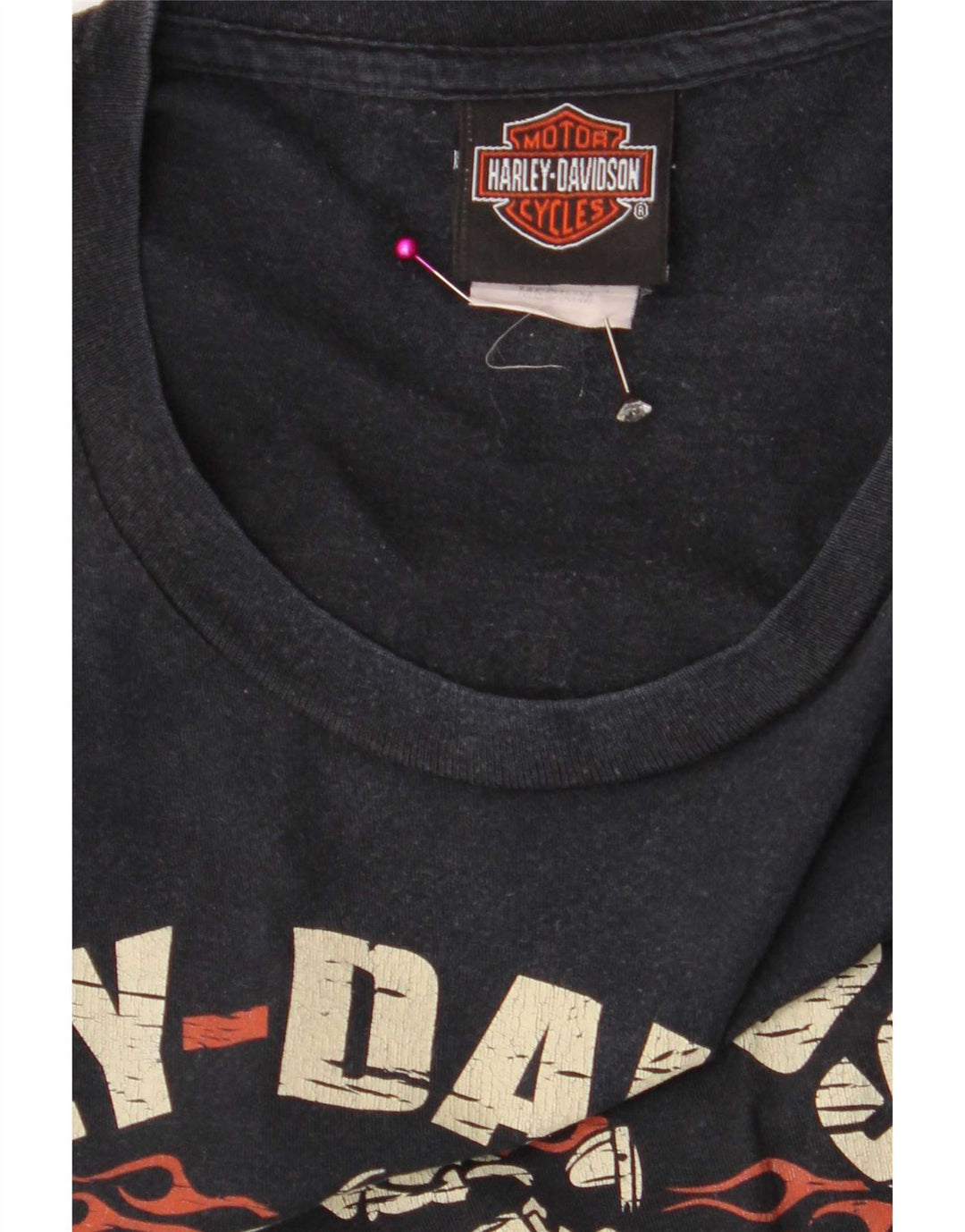 Harley Davidson Herre grafisk T-shirt Top Medium Marineblå Bomuld