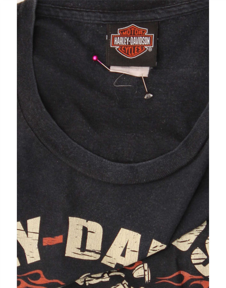 Harley Davidson Herre grafisk T-shirt Top Medium Marineblå Bomuld