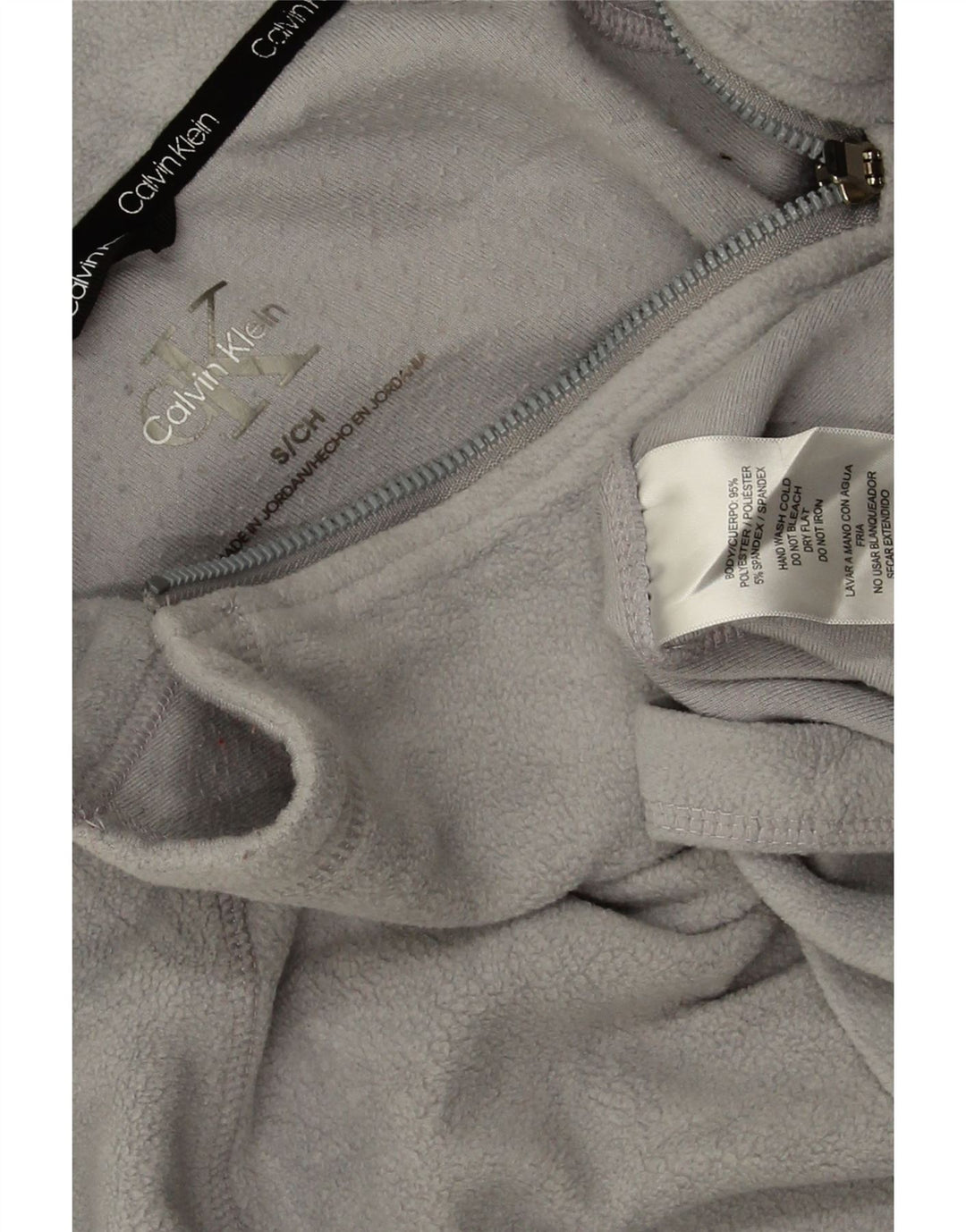 Calvin Klein Dame Grafisk Zip Neck Fleece Jumper UK 10 Small Grey
