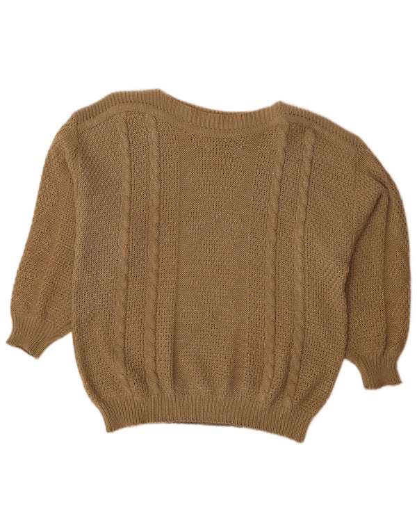 Vintage Dame Oversized Boat Neck Jumper Sweater EU 48 2XL Brun