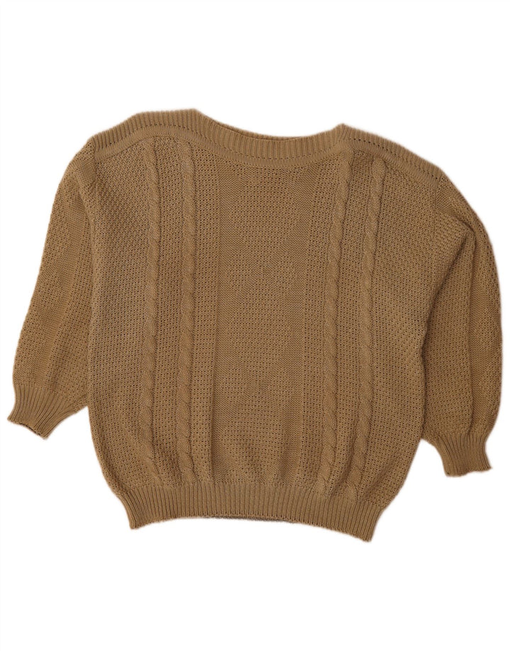 Vintage Dame Oversized Boat Neck Jumper Sweater EU 48 2XL Brun