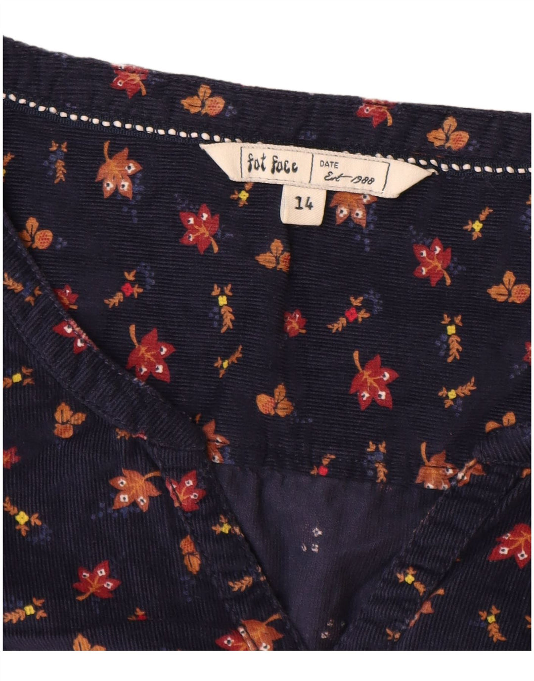 Fat Face Dame 3/4 Ærm Shift Dress UK 14 Medium Navy Blue Floral