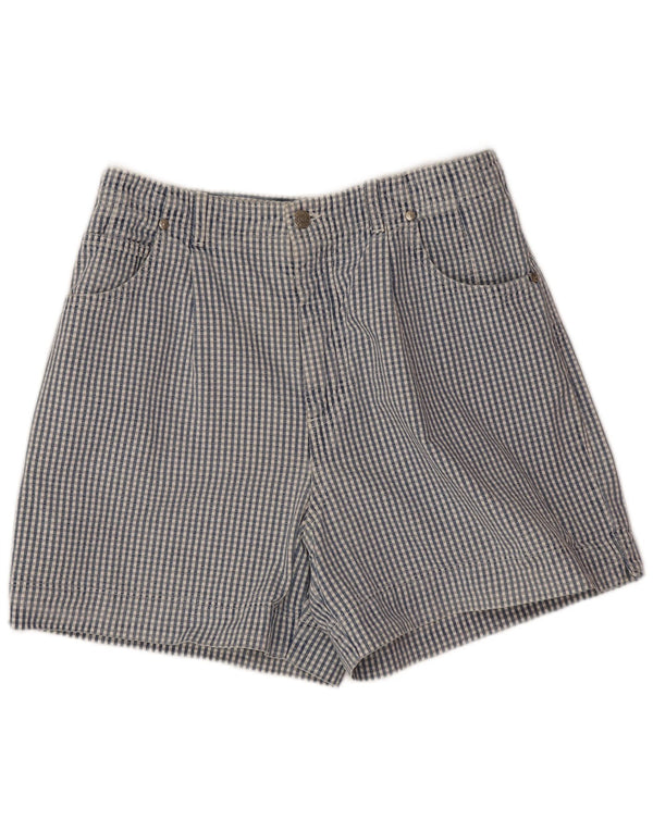 Belfe & Womens High Waist Chino Shorts IT 48 XL W30 Blå ternet bomuld