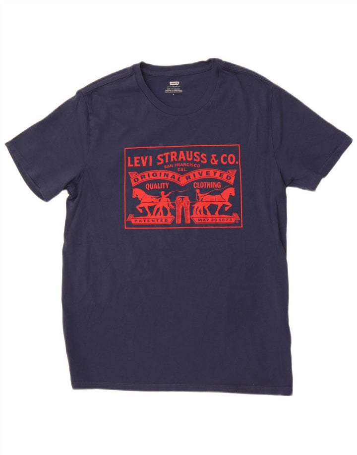Levi's Herre grafisk T-shirt Top Medium Navyblå Bomuld