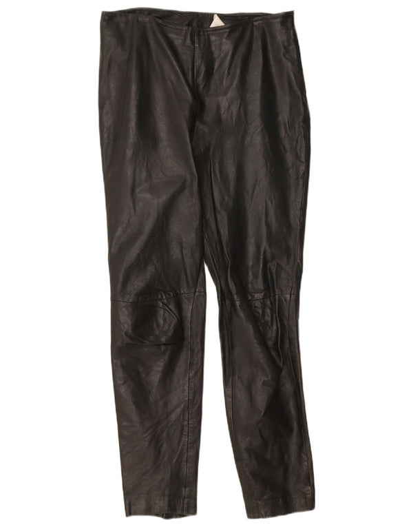 Mango Dame Slim Læderbukser EU 36 Small W24 L27 Sort Læder