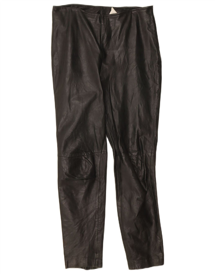 Mango Dame Slim Læderbukser EU 36 Small W24 L27 Sort Læder