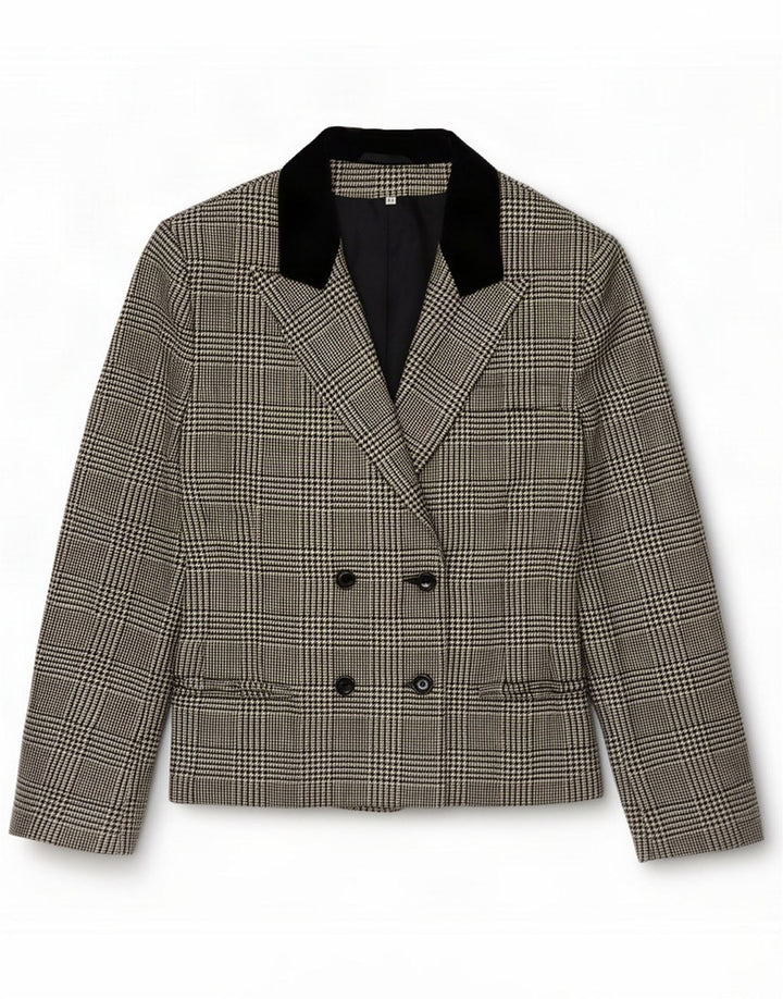 Vintage Dame Dobbeltradet Blazer Jacket IT 42 Medium Sort Houndstooth