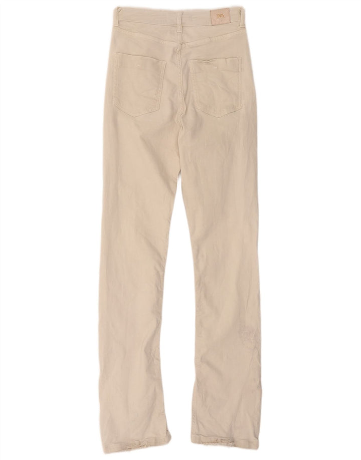 Zara Dame Straight Jeans EU 36 XS W26 L32 Beige