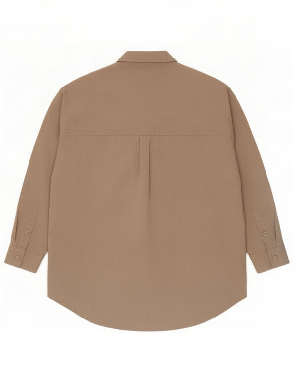 Zara Dame Oversized Shirt UK 10 Small Beige Polyester
